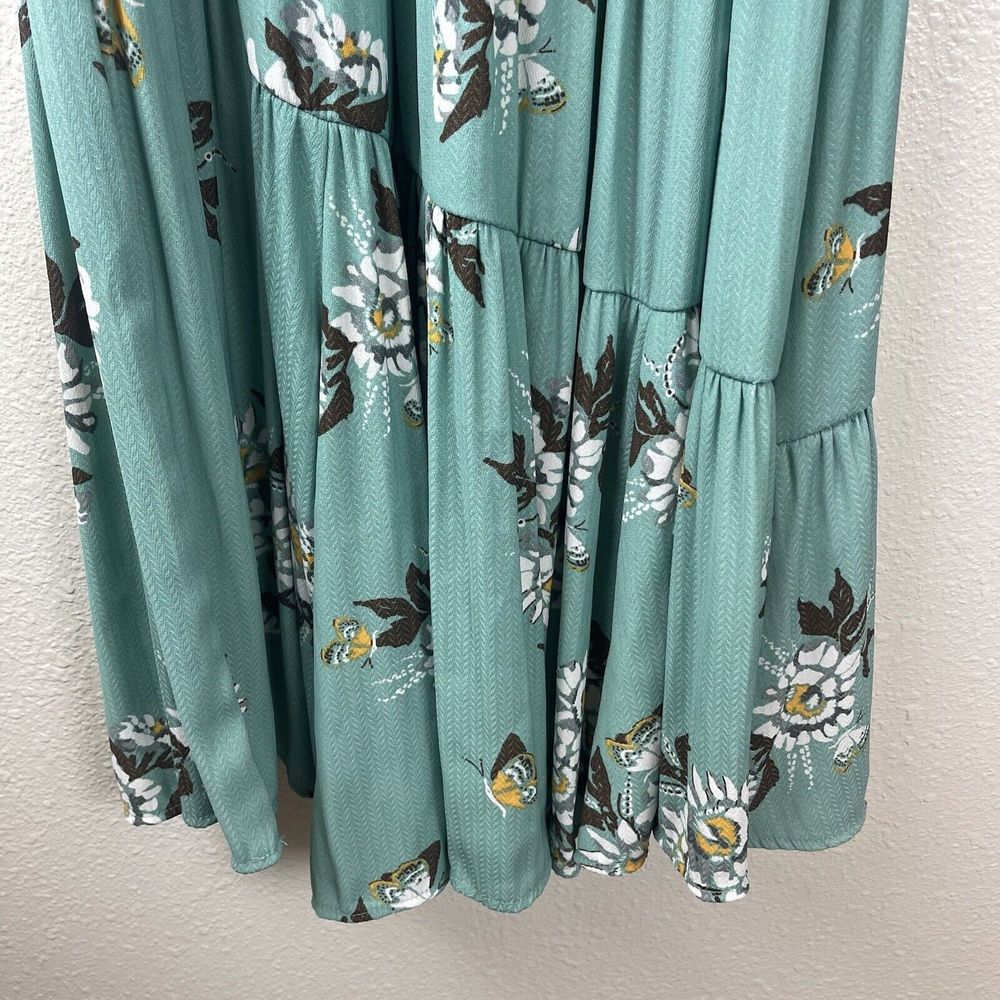 Free People All I Got Maxi Dress Torquiose Floral Womens Size 0 Floral Tie Waist - Picture 6 of 14